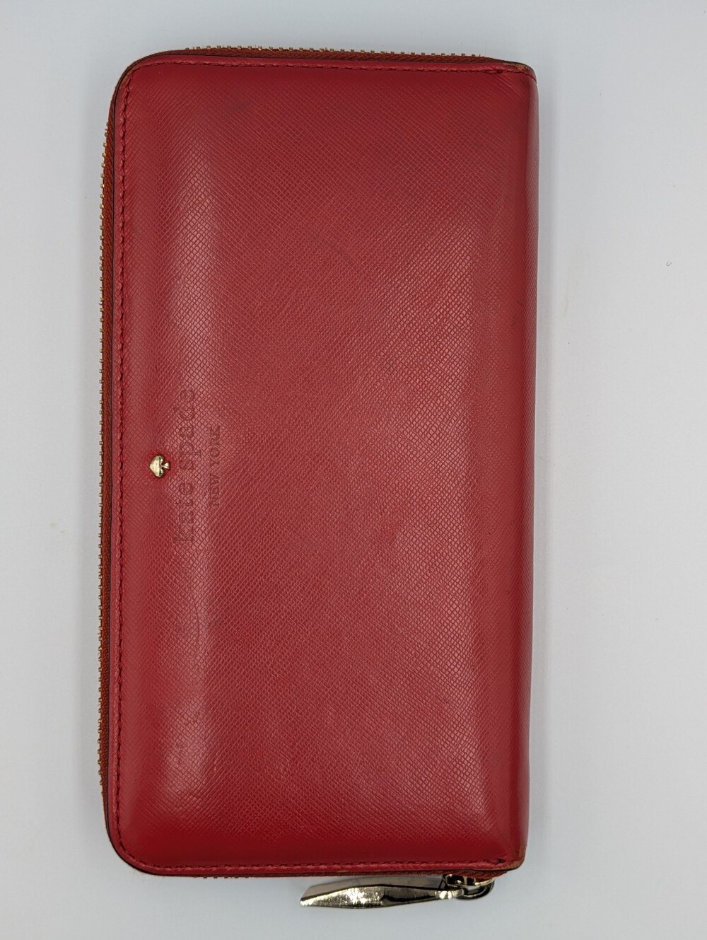 Kate Spade Wallet Red Continental Saffiano Leather Golden Hardware Zip Around - Picture 2 of 15